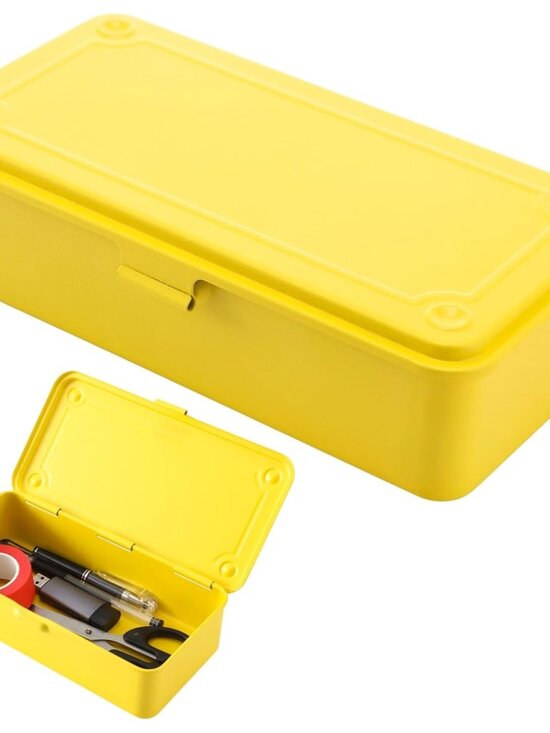 Other - Steel Storage Box with Hinged Lid, Metal Container for Scrapbook Stamps, Rectang